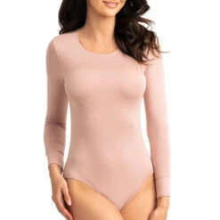 Body Manches Longues Col Rond Sara Rose Poudré