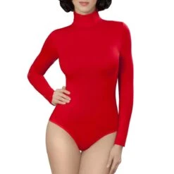 Body Sous-pull Col Roulé Manches Longues Giulia Rouge