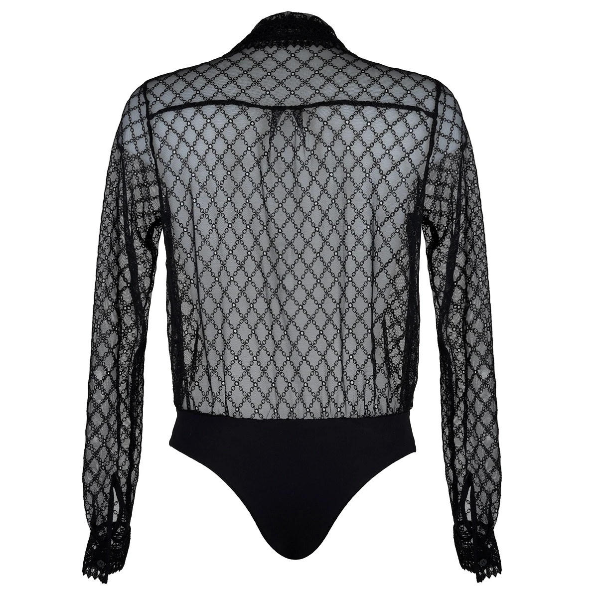 Body String Manches Longues Façon Chemisier Paco Noir – Image 6