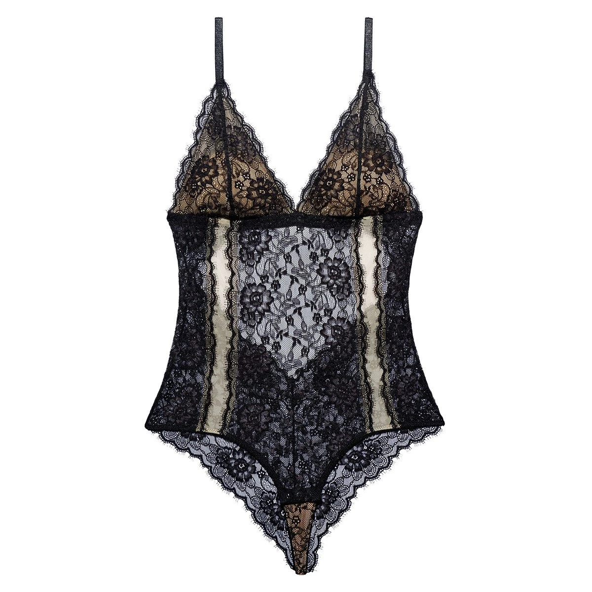 Underprotection Body String Sans Armature En Dentelle Recyclée Amy Noir – Image 3
