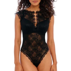 Body String Transparent En Dentelle Freya Fatale Noir