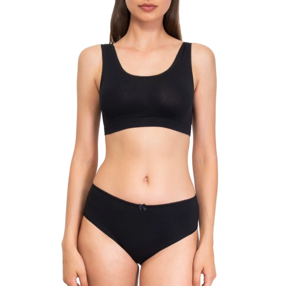 Brassière Sans Armatures Noire En Coton Bio True – Image 2