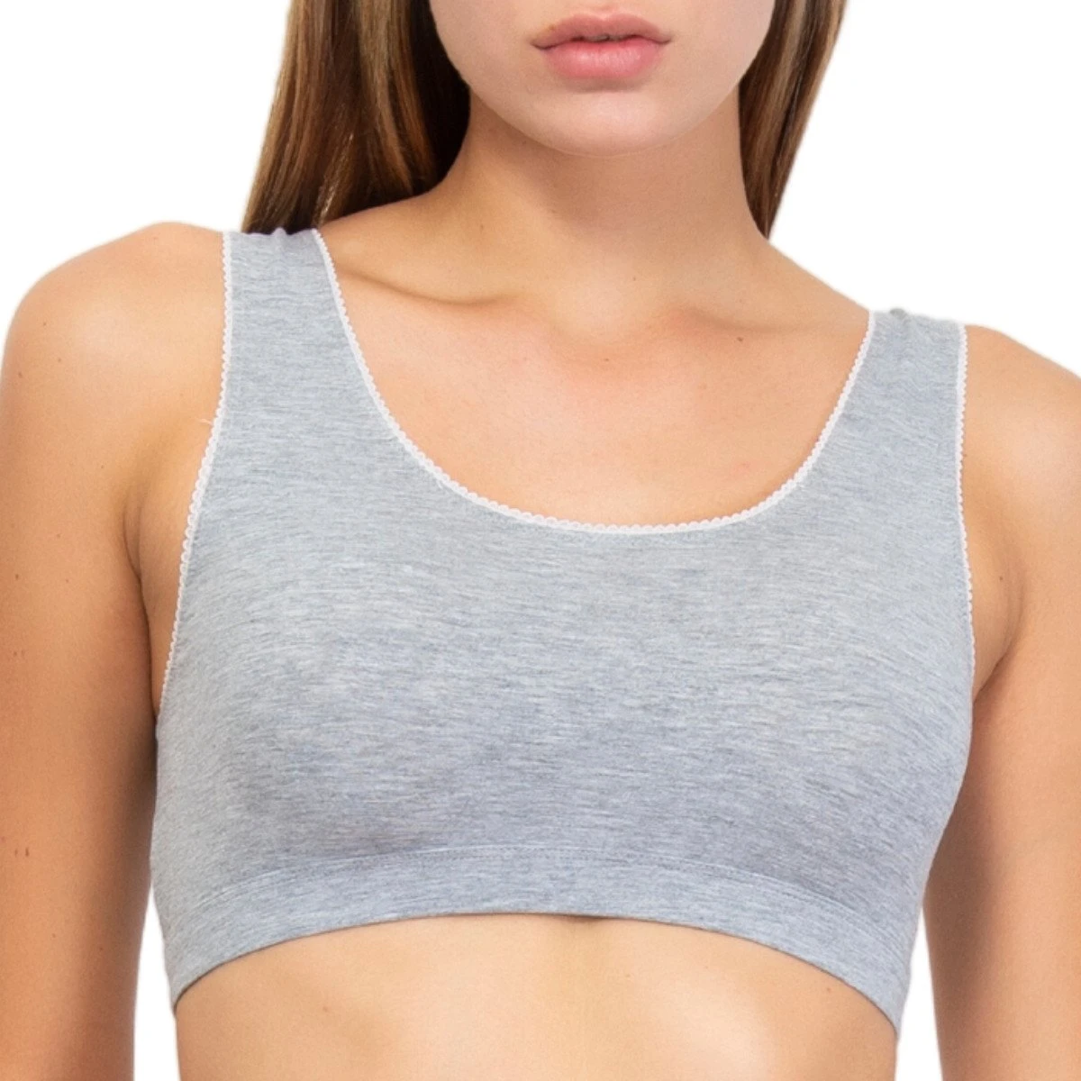 Brassière Sans Armatures Grise En Coton Bio True