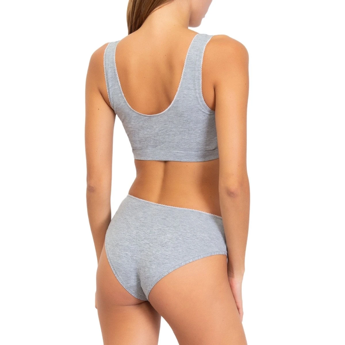 Brassière Sans Armatures Grise En Coton Bio True – Image 3