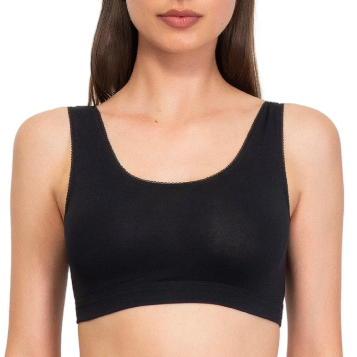 Brassière Sans Armatures Noire En Coton Bio True