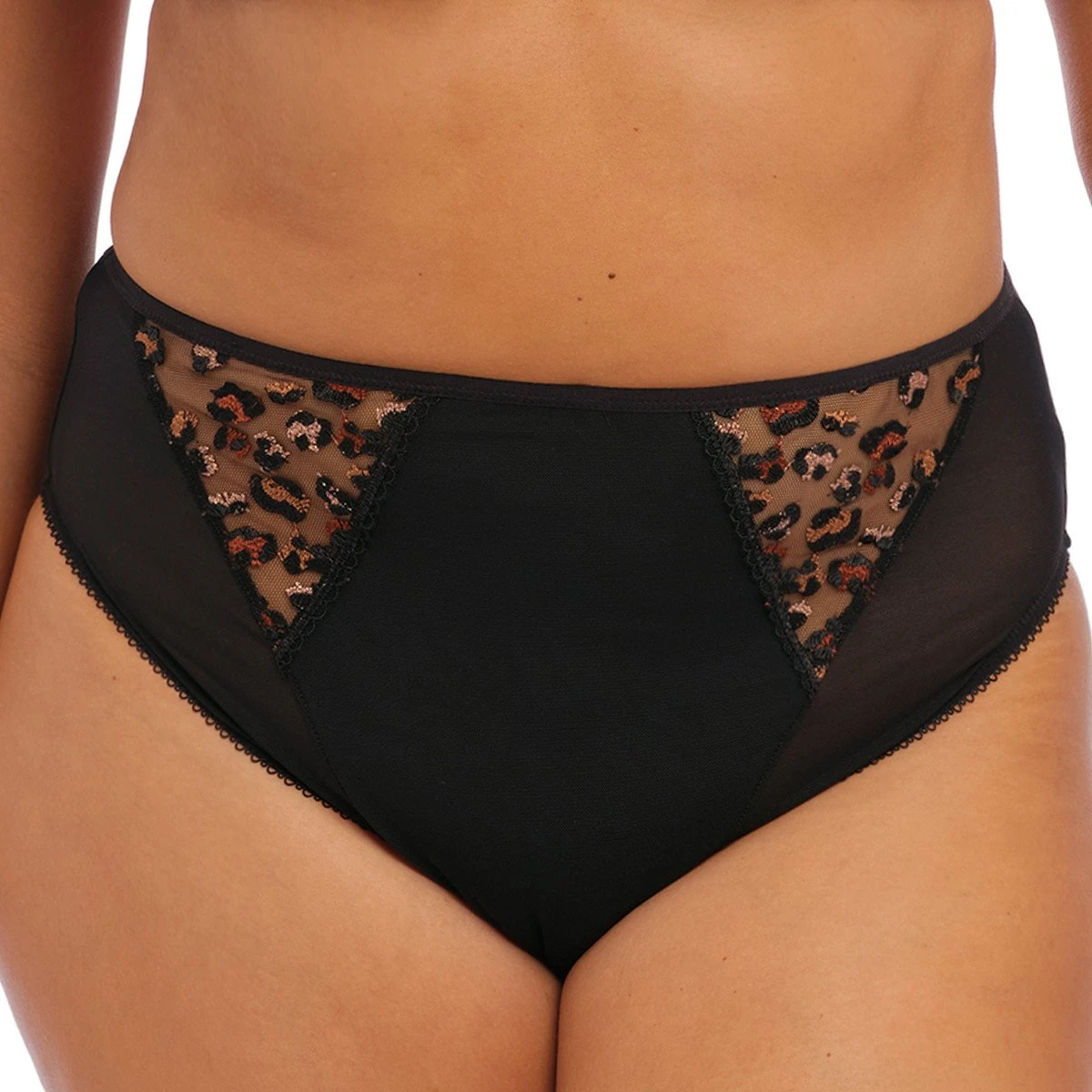 ELOMI Culotte Avec Broderies Léopard Namrah Noir