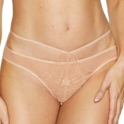 Culotte En Dentelle Avec Lanières Charlize Beige