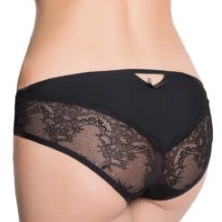 Culotte Microfibre Et Dentelle Candy Noir