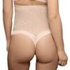 Bye Bra Gaine String Taille Haute Gainage Fort Powermesh Beige