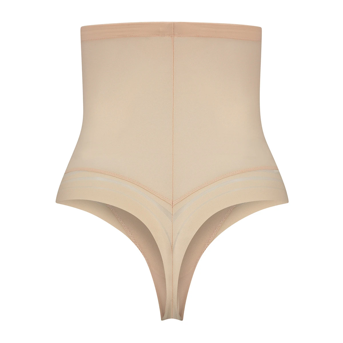 Bye Bra Gaine String Taille Haute Gainage Fort Powermesh Beige – Image 4