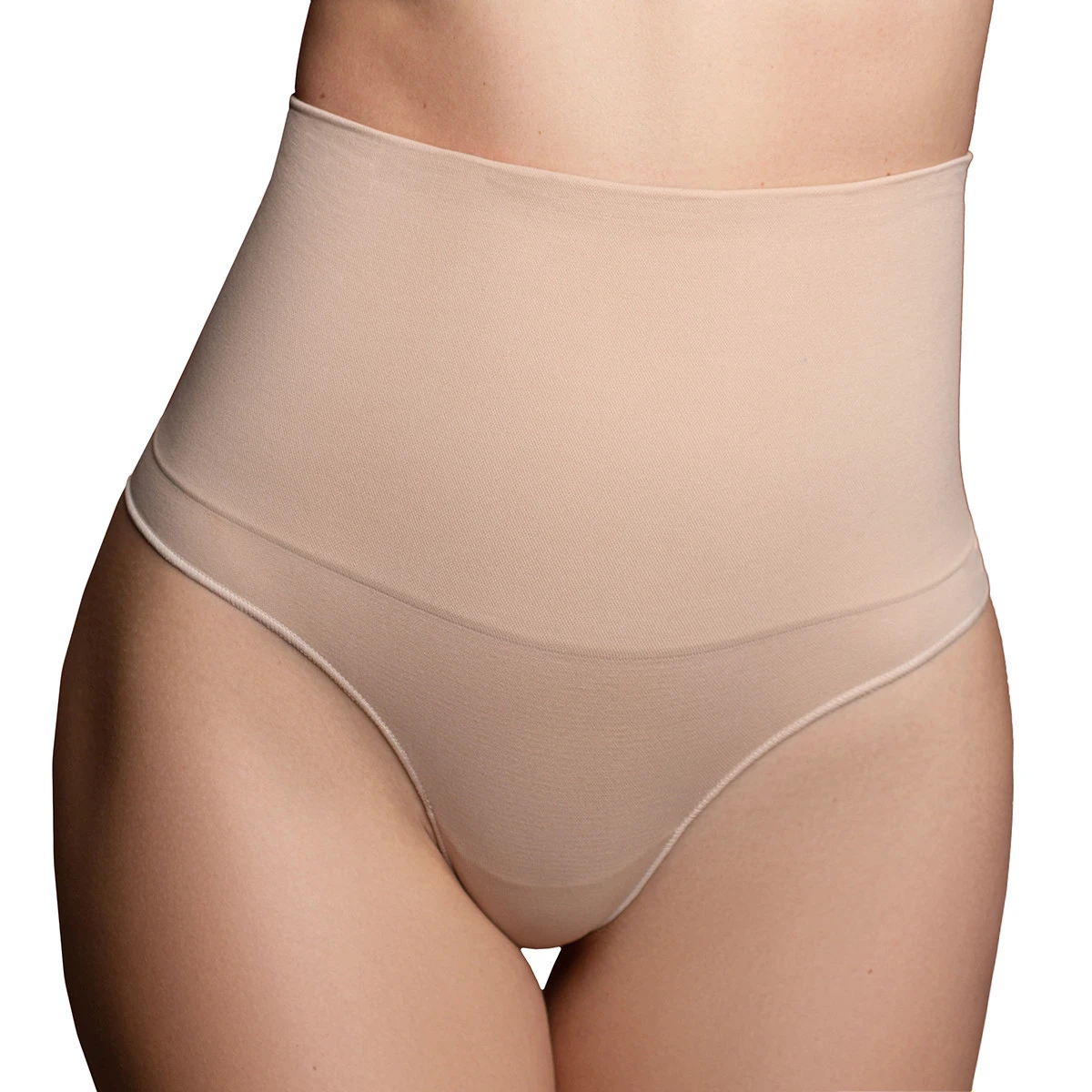 Bye Bra Gaine String Seamless Taille Haute Gainage Moyen Beige – Image 2