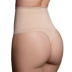 Bye Bra Gaine String Seamless Taille Haute Gainage Moyen Beige