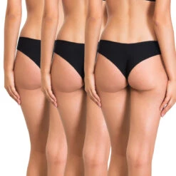 Lot De 3 Strings Brésiliens Noirs En Coton Biologique True