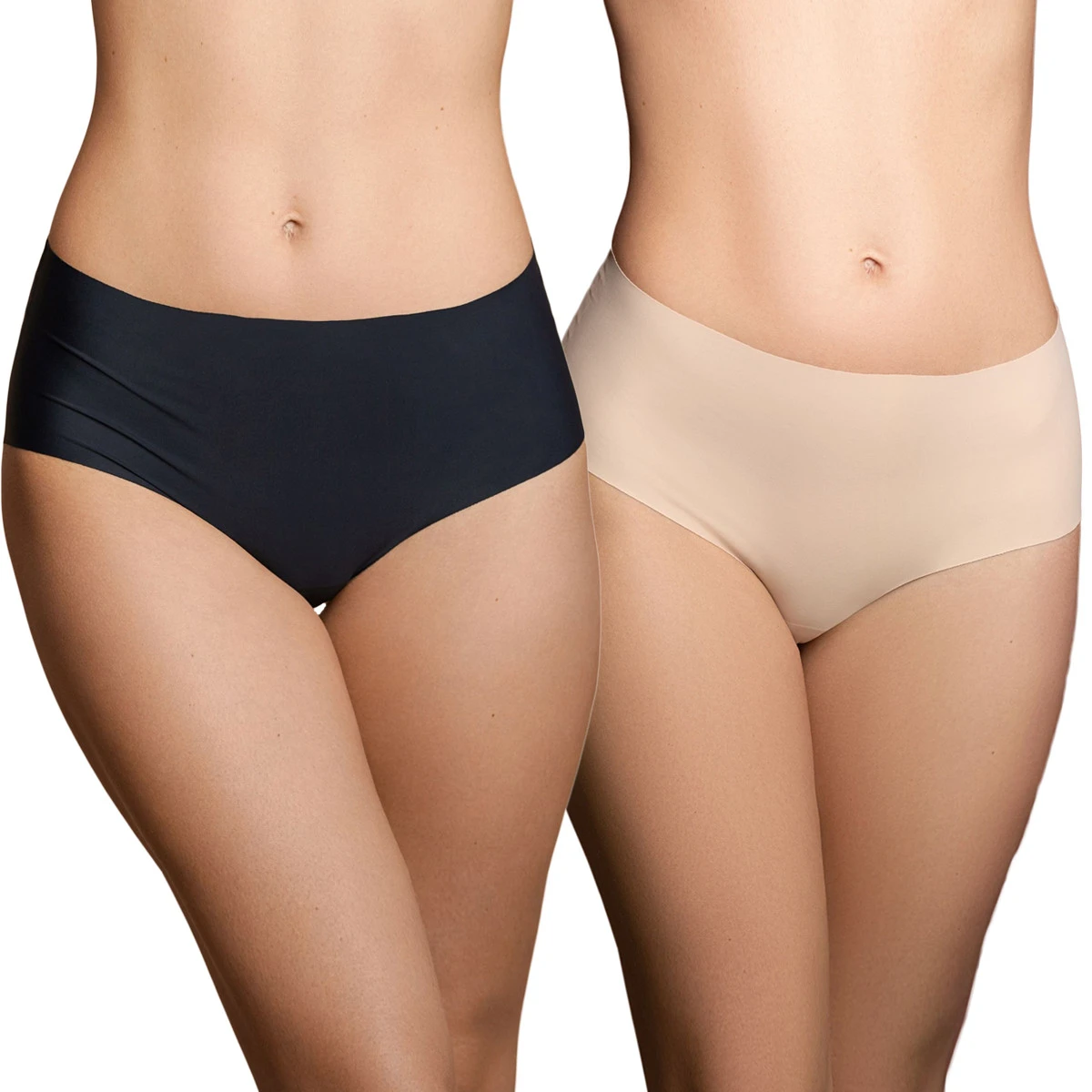 Bye Bra Pack De 2 Culottes Invisibles Taille Haute Beige Et Noir – Image 2