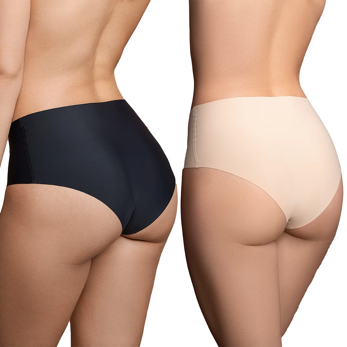 Bye Bra Pack De 2 Culottes Invisibles Taille Haute Beige Et Noir