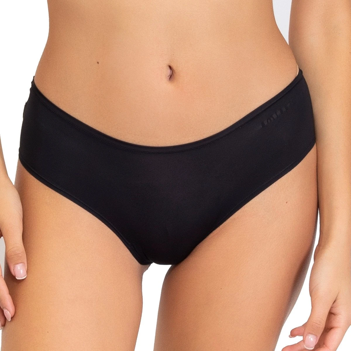 Shorty échancré En Microfibre Pure Noir