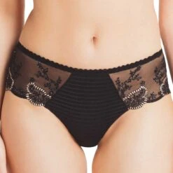 Shorty Elise Noir Broderie Nude