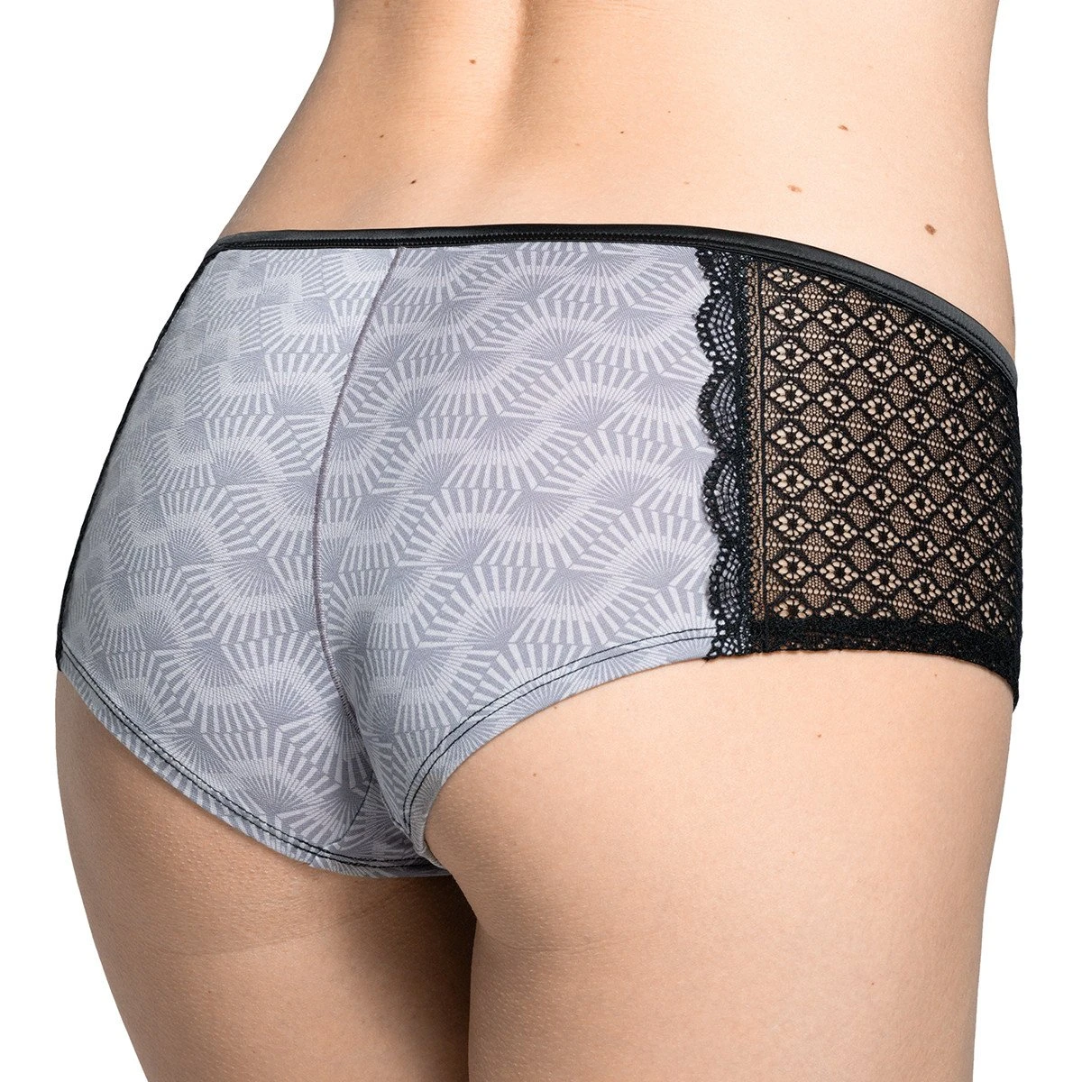 Shorty En Modal Et Dentelle Artisan Mauve Et Noir – Image 2