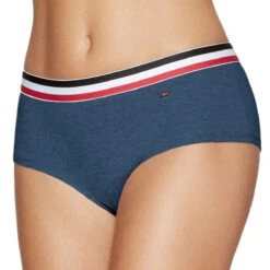 Eden Park Shorty Femme Bleu Denim En Coton Avec élastique Plat Tricolore