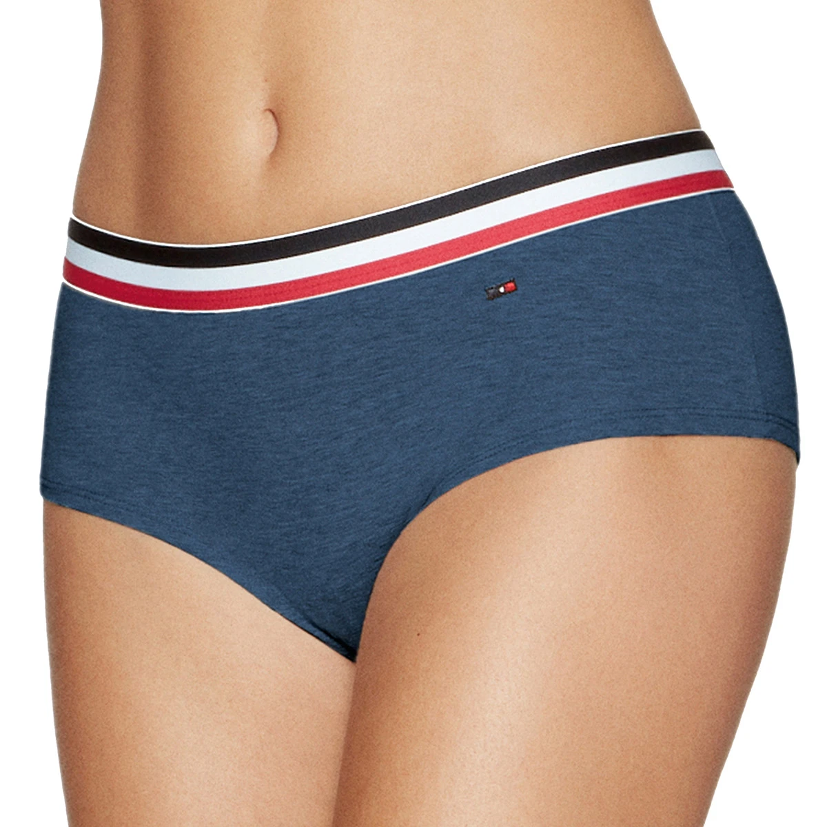 Eden Park Shorty Femme Bleu Denim En Coton Avec élastique Plat Tricolore