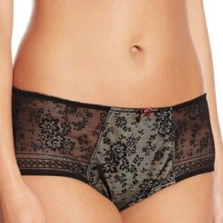 Rosa Faia Shorty En Fine Dentelle Fleur Noir