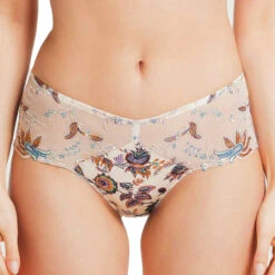 Shorty Imprimé Avec Broderies Florales Bybliss Lin
