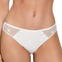 Slip En Tulle Et Microfibre Chantilly Blanc
