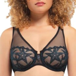 Soutien-gorge Foulard à Armatures Broderie étoiles Superstar Noir