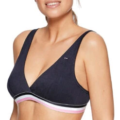Eden Park Soutien-gorge Sans-armatures Uni Bleu Marine En Coton