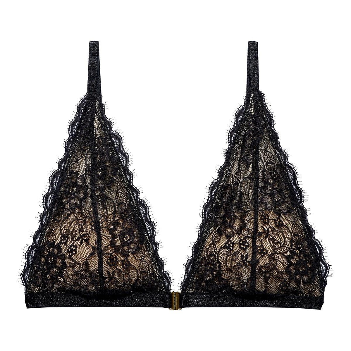 Underprotection Soutien-gorge Triangle Ouverture Devant Sans Armature En Dentelle Recyclée Amy Noir – Image 5