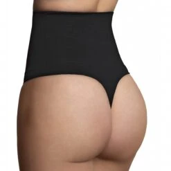 Bye Bra String Gainant Seamless Taille Haute Gainage Moyen Noir