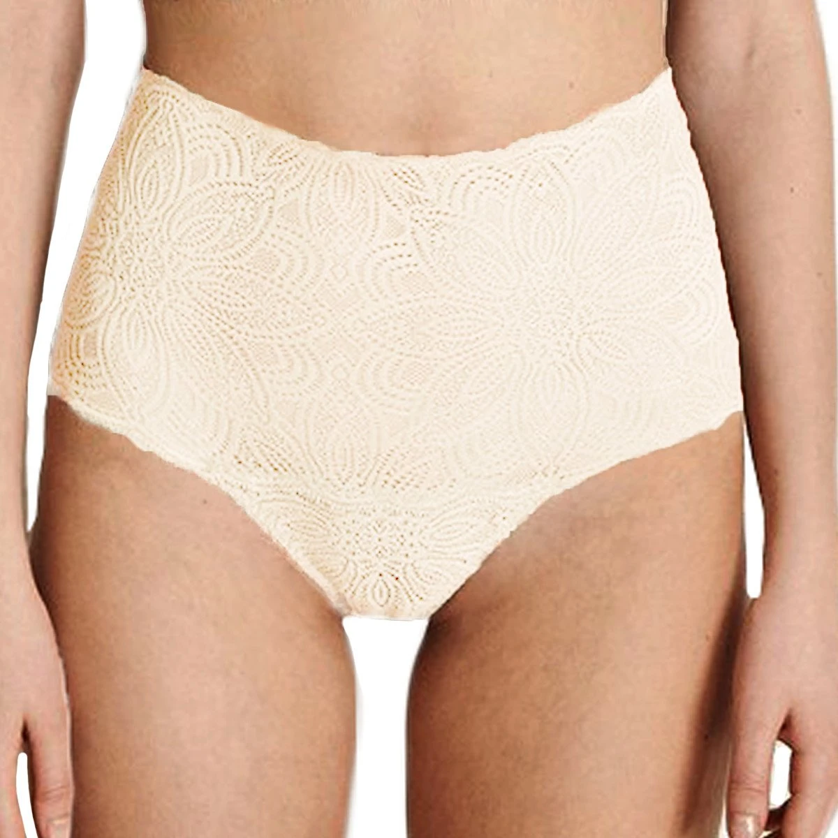Underprotection String Taille Haute En Dentelle éco-responsable Et Vegan Luna Blanc – Image 2