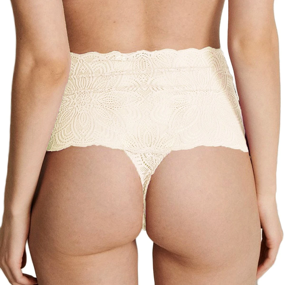 Underprotection String Taille Haute En Dentelle éco-responsable Et Vegan Luna Blanc