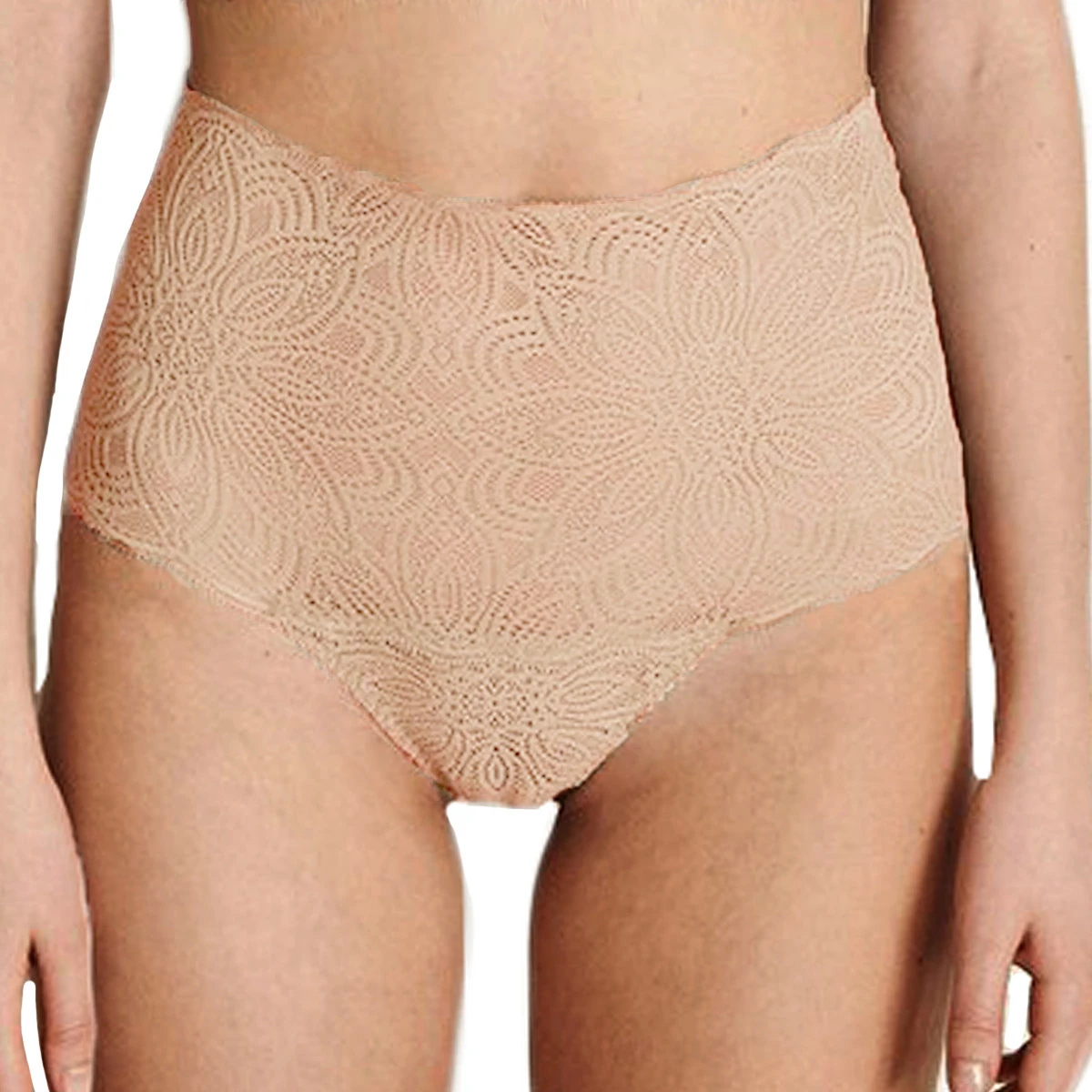 Underprotection String Taille Haute En Dentelle Recyclée Et Vegan Luna Nude – Image 2