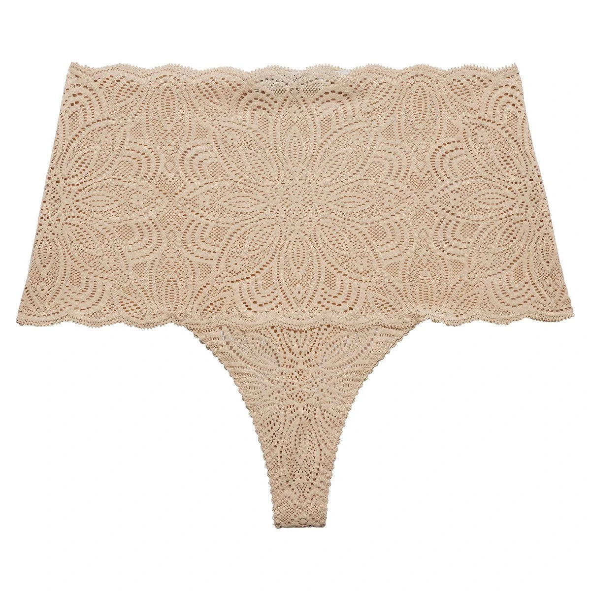 Underprotection String Taille Haute En Dentelle Recyclée Et Vegan Luna Nude – Image 3
