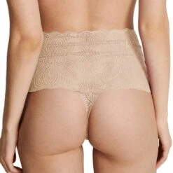 Underprotection String Taille Haute En Dentelle Recyclée Et Vegan Luna Nude