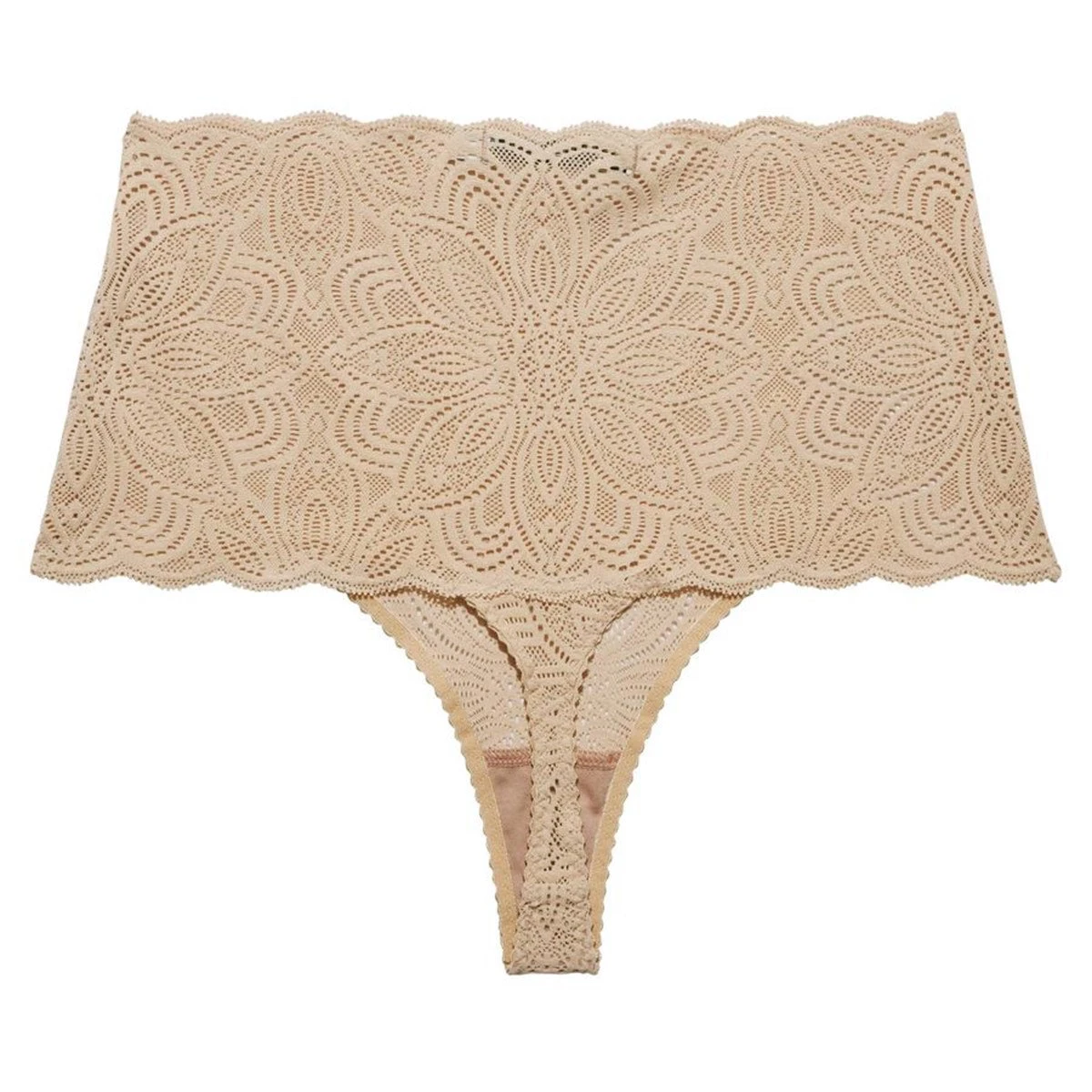 Underprotection String Taille Haute En Dentelle Recyclée Et Vegan Luna Nude – Image 4