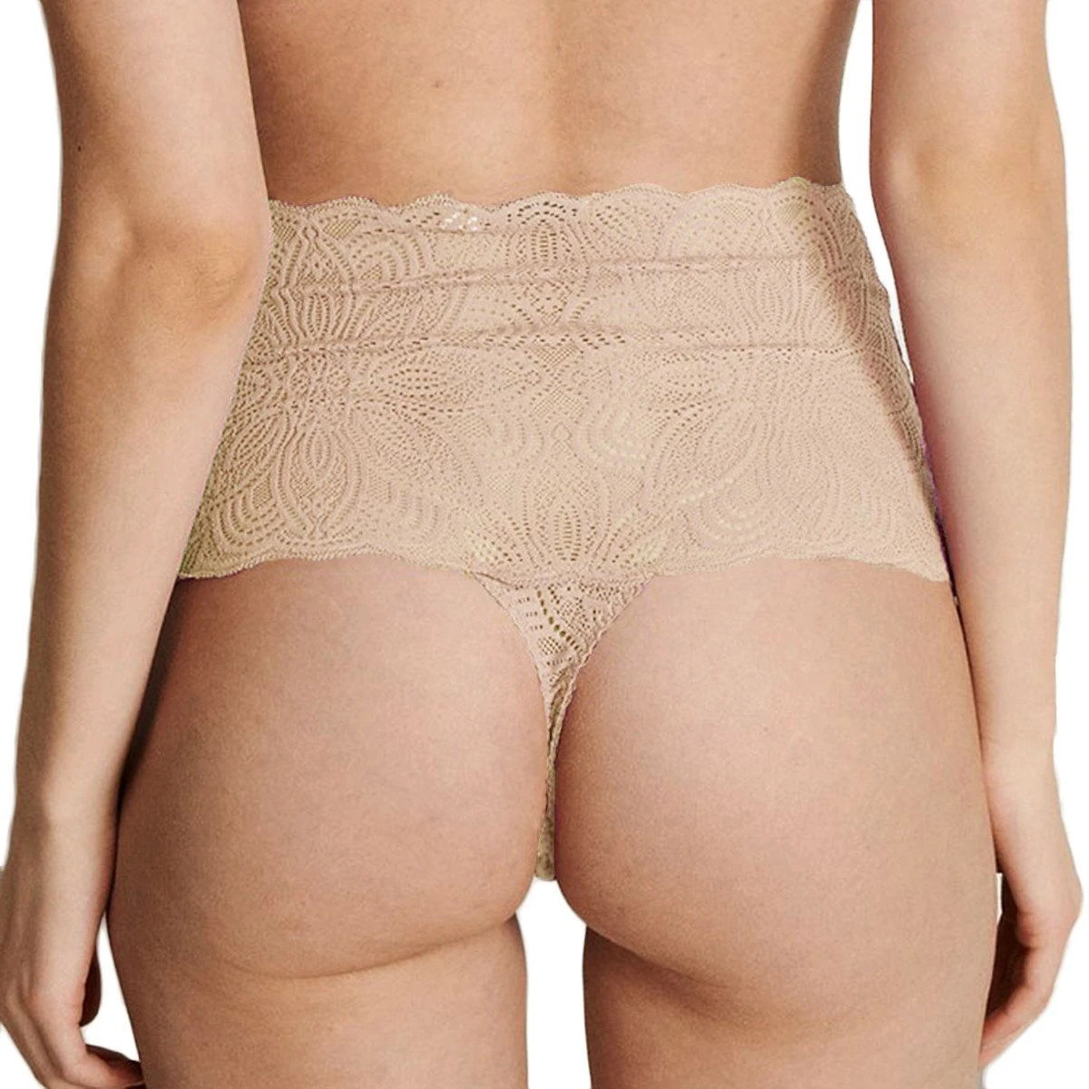 Underprotection String Taille Haute En Dentelle Recyclée Et Vegan Luna Nude