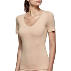 Tricot De Peau Col V Nude Régulateur De Température