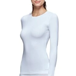 Tricot De Peau Manches Longues Col Rond Blanc Régulateur