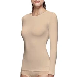 Tricot De Peau Manches Longues Col Rond Nude Régulateur